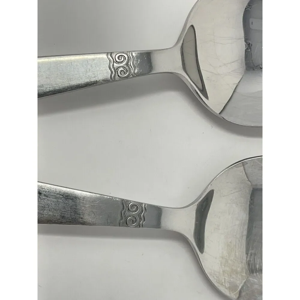 Nils Johan Sweden Sessan Large Serving Table Spoons NIJ1 8.5” Set Of 2